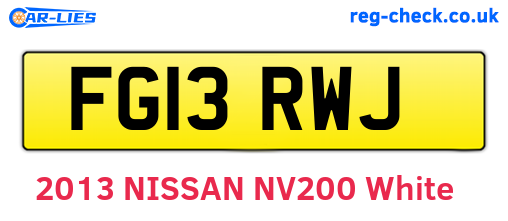 FG13RWJ are the vehicle registration plates.