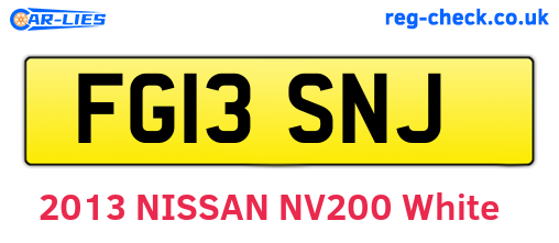 FG13SNJ are the vehicle registration plates.