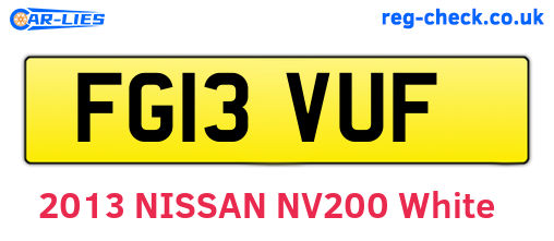 FG13VUF are the vehicle registration plates.