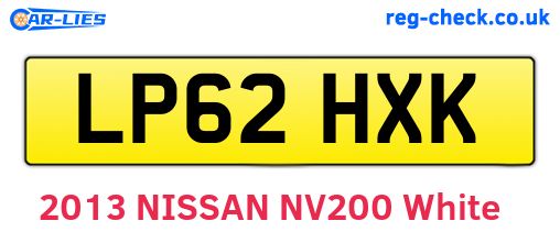 LP62HXK are the vehicle registration plates.