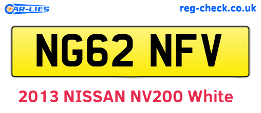 NG62NFV are the vehicle registration plates.