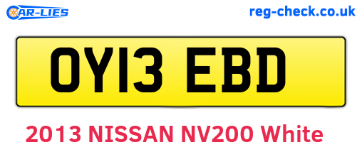 OY13EBD are the vehicle registration plates.