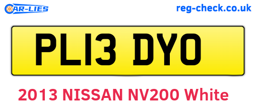 PL13DYO are the vehicle registration plates.