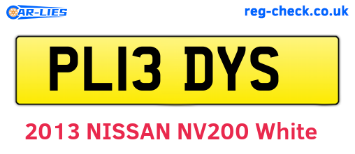 PL13DYS are the vehicle registration plates.