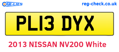 PL13DYX are the vehicle registration plates.