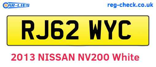 RJ62WYC are the vehicle registration plates.