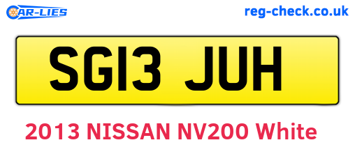 SG13JUH are the vehicle registration plates.