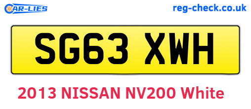 SG63XWH are the vehicle registration plates.