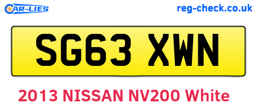 SG63XWN are the vehicle registration plates.