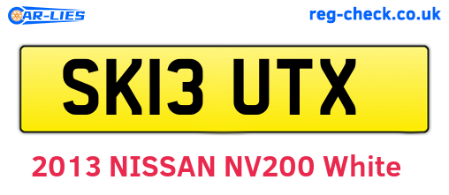 SK13UTX are the vehicle registration plates.