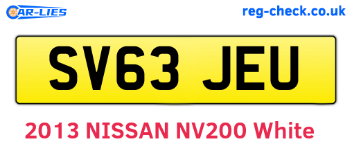 SV63JEU are the vehicle registration plates.