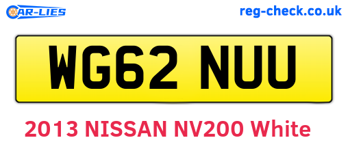 WG62NUU are the vehicle registration plates.