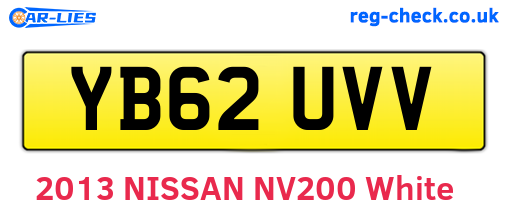 YB62UVV are the vehicle registration plates.