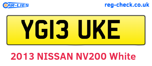 YG13UKE are the vehicle registration plates.