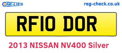 RF10DOR are the vehicle registration plates.