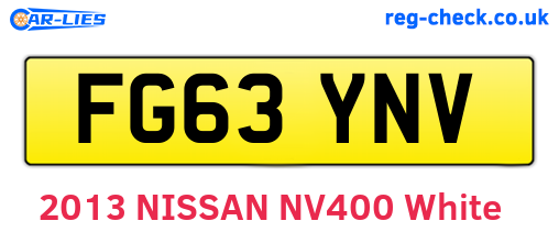 FG63YNV are the vehicle registration plates.