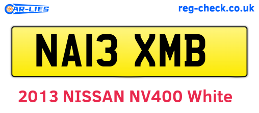 NA13XMB are the vehicle registration plates.