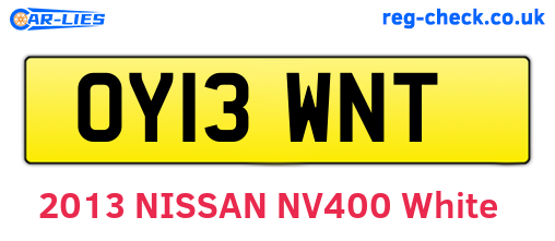 OY13WNT are the vehicle registration plates.