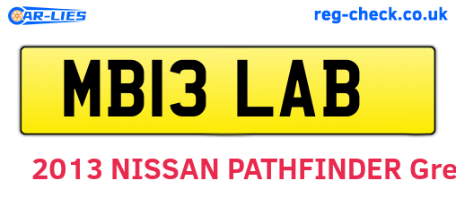 MB13LAB are the vehicle registration plates.