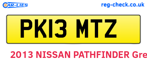 PK13MTZ are the vehicle registration plates.