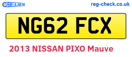 NG62FCX are the vehicle registration plates.