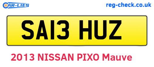 SA13HUZ are the vehicle registration plates.