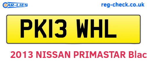 PK13WHL are the vehicle registration plates.