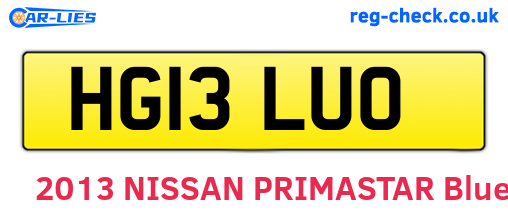 HG13LUO are the vehicle registration plates.