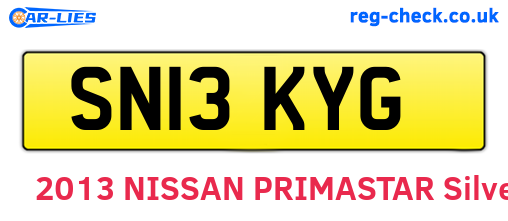 SN13KYG are the vehicle registration plates.