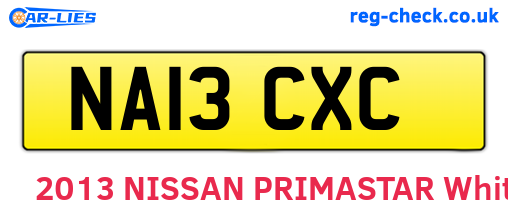 NA13CXC are the vehicle registration plates.
