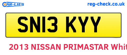 SN13KYY are the vehicle registration plates.