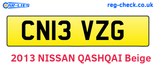 CN13VZG are the vehicle registration plates.