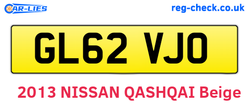 GL62VJO are the vehicle registration plates.