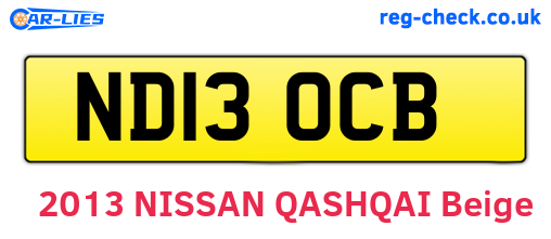 ND13OCB are the vehicle registration plates.