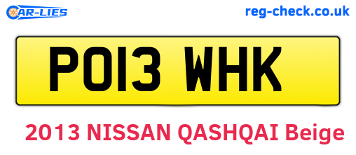 PO13WHK are the vehicle registration plates.