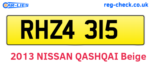 RHZ4315 are the vehicle registration plates.