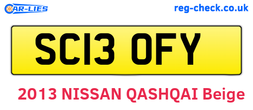 SC13OFY are the vehicle registration plates.