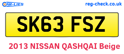 SK63FSZ are the vehicle registration plates.