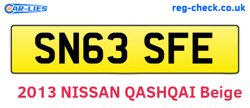 SN63SFE are the vehicle registration plates.