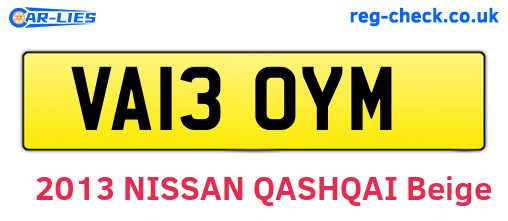 VA13OYM are the vehicle registration plates.