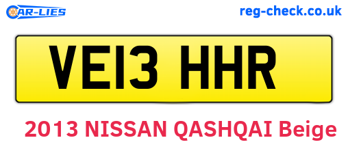 VE13HHR are the vehicle registration plates.
