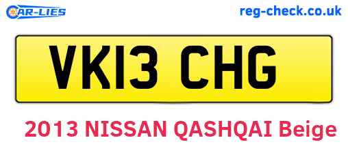 VK13CHG are the vehicle registration plates.