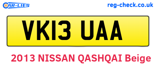 VK13UAA are the vehicle registration plates.