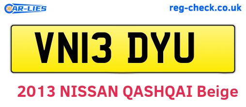 VN13DYU are the vehicle registration plates.