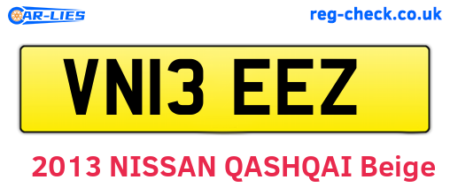VN13EEZ are the vehicle registration plates.