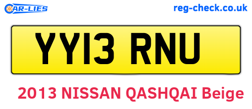 YY13RNU are the vehicle registration plates.