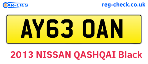 AY63OAN are the vehicle registration plates.
