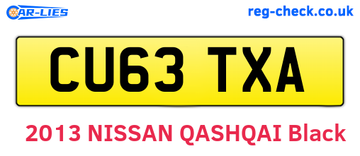 CU63TXA are the vehicle registration plates.
