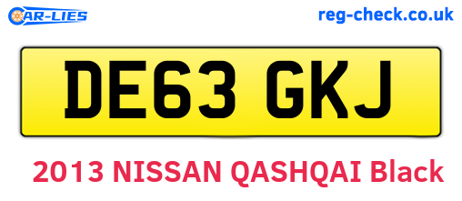 DE63GKJ are the vehicle registration plates.
