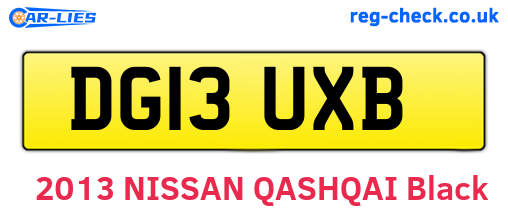 DG13UXB are the vehicle registration plates.